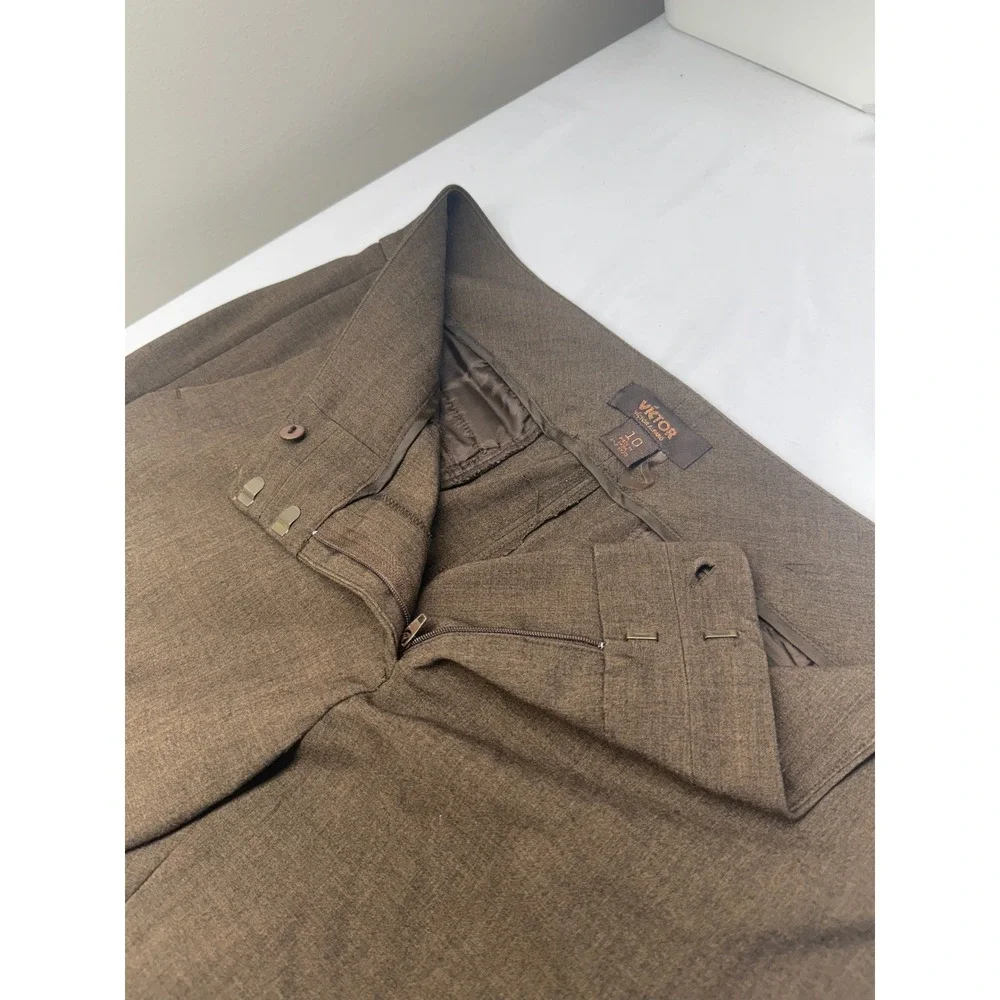 Victor Victor Alfaro Brown Wide Leg Dress Pants Trouser Size 10 Business Formal